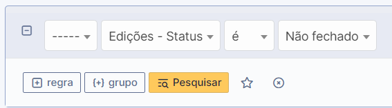 Tela com opções de pesquisa por chamados