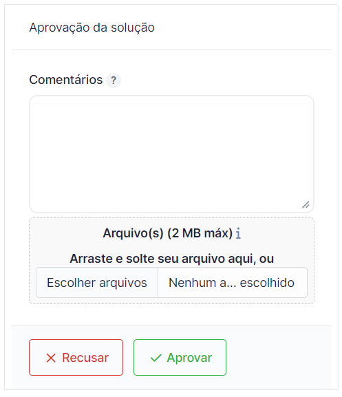 Tela que apresenta a tela de avaliação de chamado