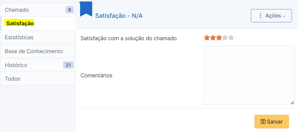 Tela Pesquisa de Satisfação