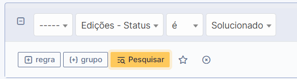Tela com opções de pesquisa por chamados